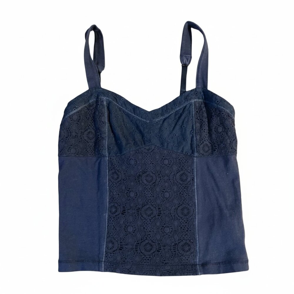 Bethany Mota Navy Blue Lace Tank Top